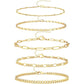 5PCS Ankle Bracelets for Women Teen Girls, 14K Gold Plated Waterproof Layered Cuban Figaro Link Chain Anklets Set Jewelry Gifts